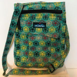 KAVU MESSENGER BAG TURQUOISE WITH FLOWERS